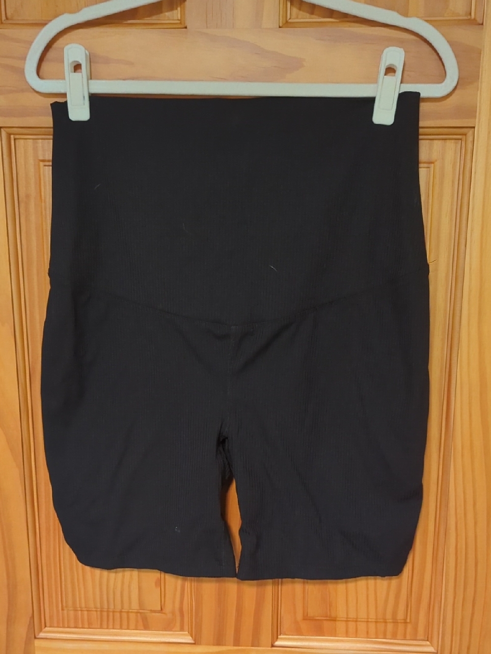 Motherhood Black High-Waist Ribbed Bike Shorts